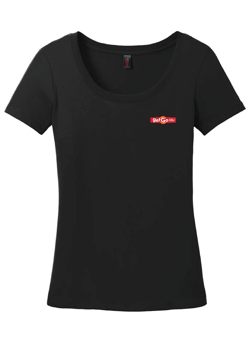 GetGo Embroidered Jet Black Women's Short Sleeve Tee