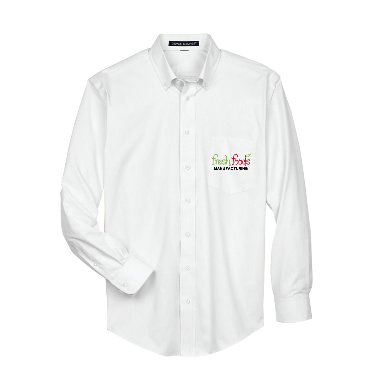 Fresh Foods Embroidered White Button Down