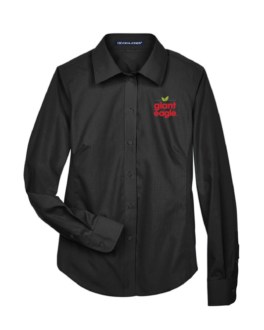 Giant Eagle Embroidered Black Button Down