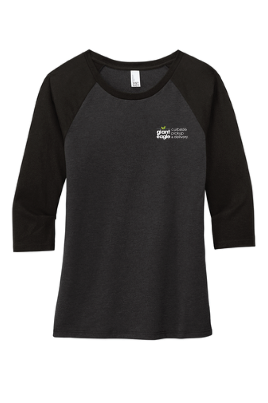 Curbside Embroidered Jet Black Women's Quarter Sleeve Tee