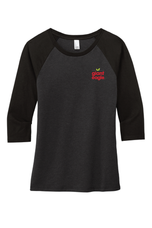 Giant Eagle Embroidered Jet Black Women's Quarter Sleeve Tee