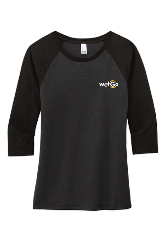 WetGo Embroidered Jet Black Women's Quarter Sleeve Tee