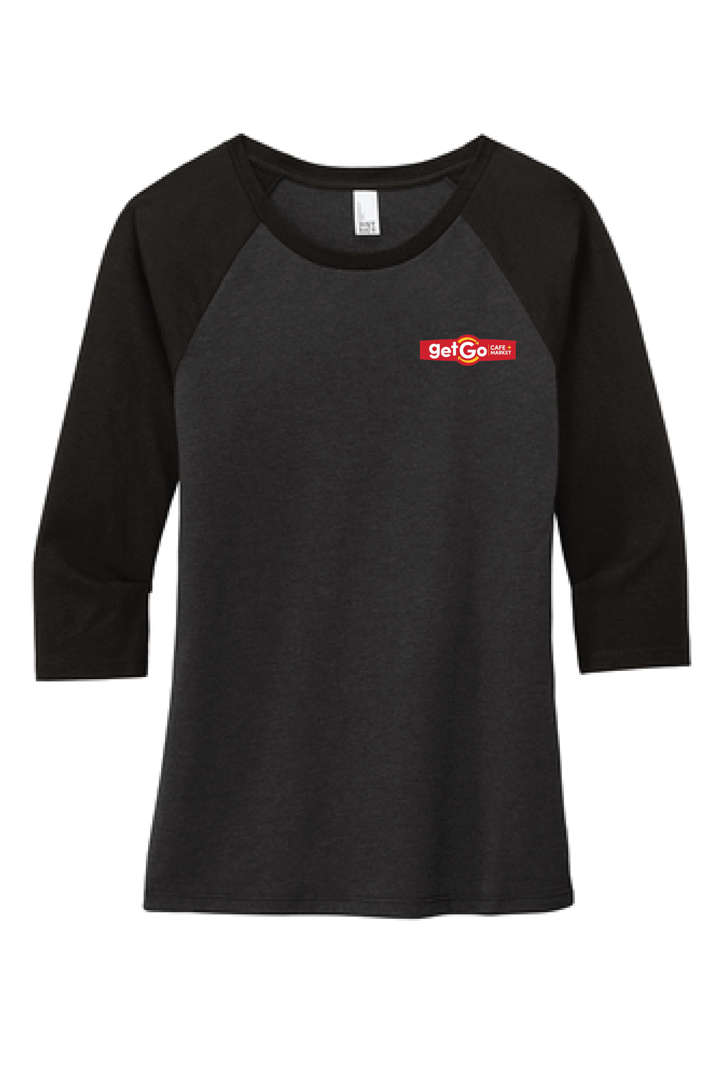 GetGo Embroidered Jet Black Women's Quarter Sleeve Tee