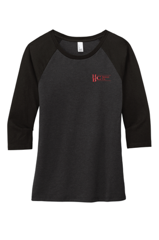 HBC Embroidered Jet Black Women's Quarter Sleeve Tee