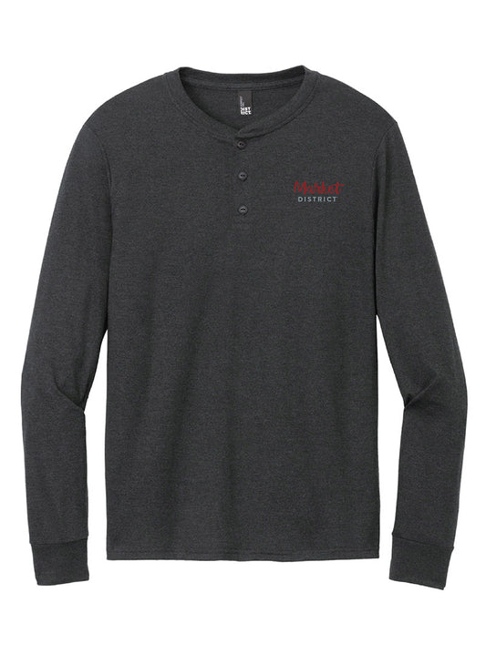 Embroidered Market District Black Henley