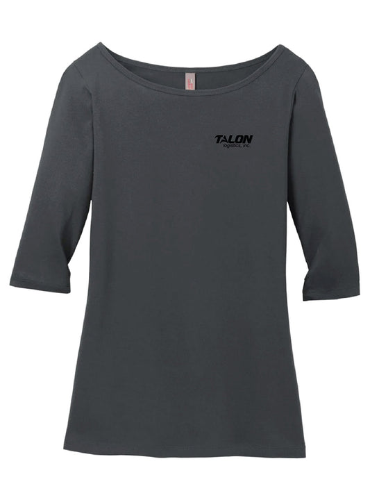 Talon Embroidered Charcoal Women's Quarter Sleeve Tee