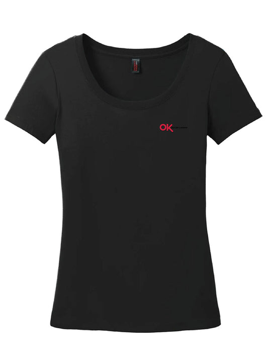 OK Grocery Embroidered Jet Black Women's Short Sleeve Tee