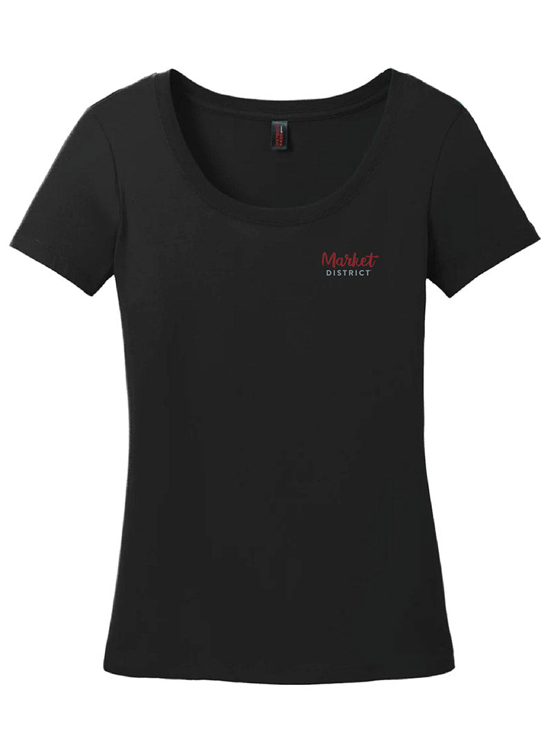 Market District Embroidered Jet Black Women's Short Sleeve Tee