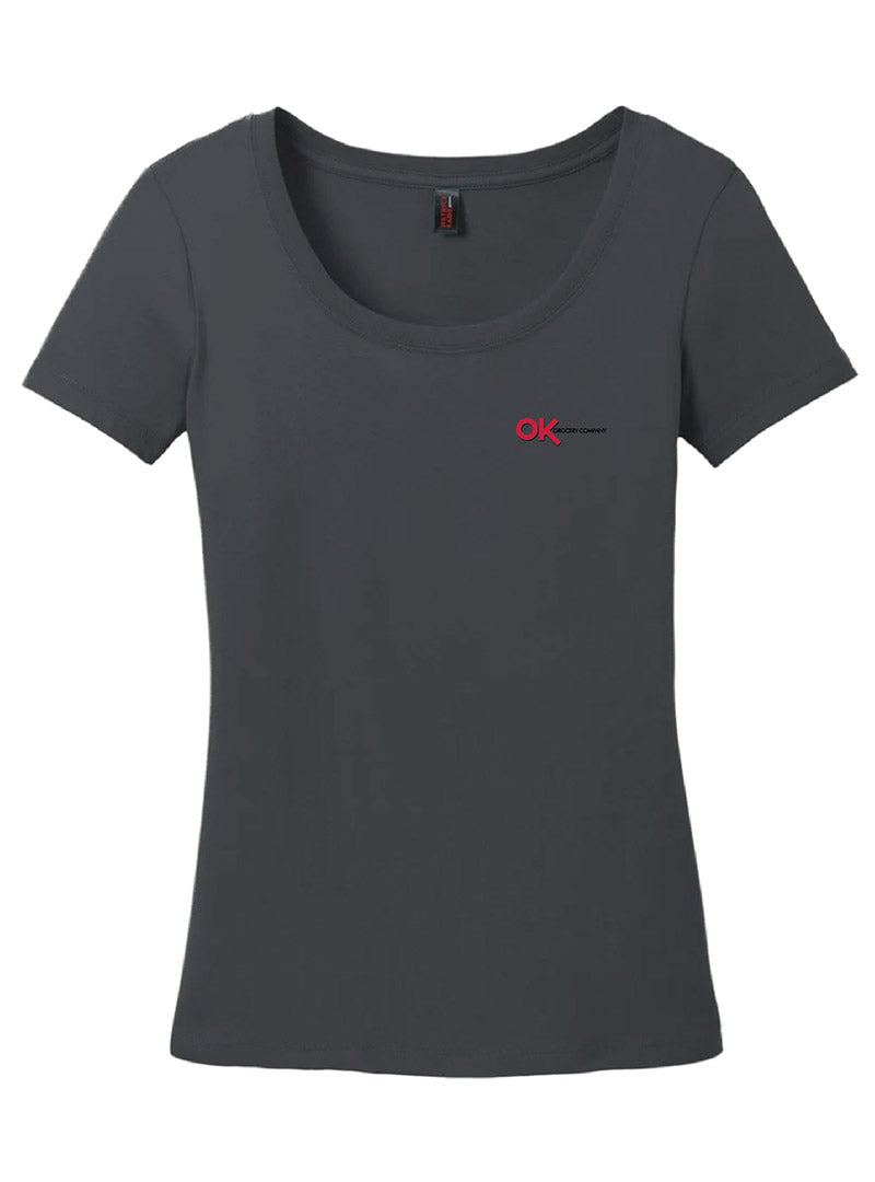 OK Grocery Embroidered Charcoal Women's Short Sleeve Tee