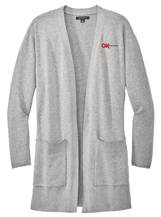 OK Grocery Embroidered Grey Heather Cardigan