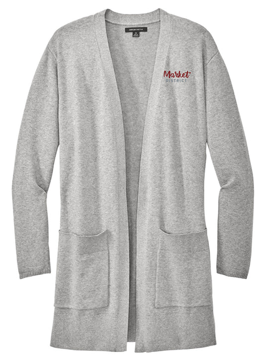 Market District Embroidered Grey Heather Cardigan