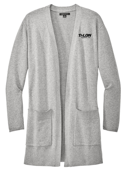 Talon Embroidered Grey Heather Cardigan