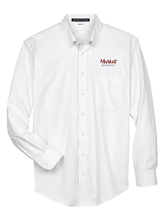 Market District Embroidered White Button Down