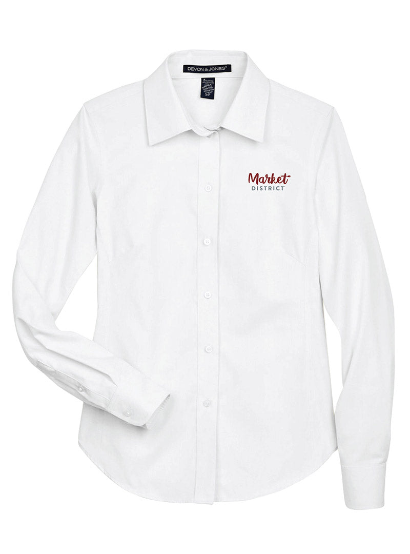 Market District Embroidered Women's White Button Down