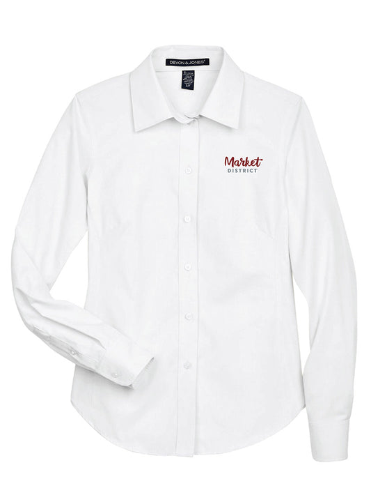 Market District Embroidered Women's White Button Down