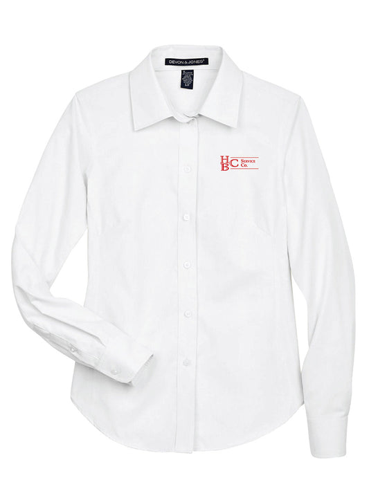 HBC Embroidered Women's White Button Down