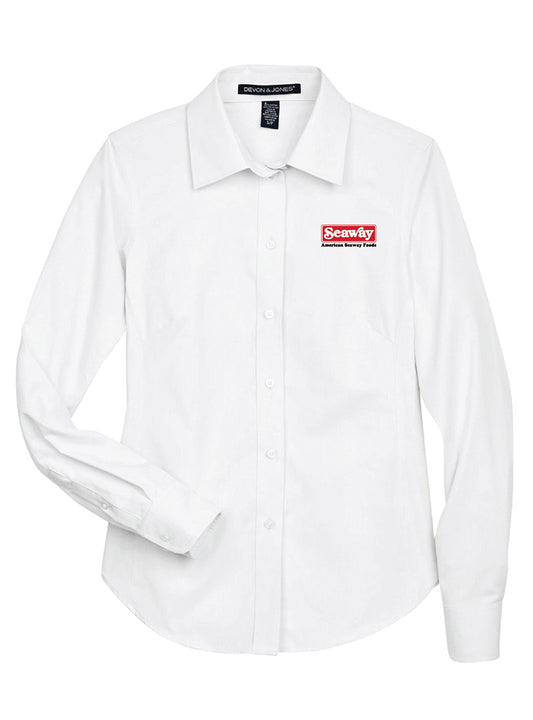 Seaway Embroidered Women's White Button Down