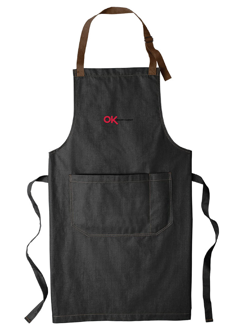 OK Grocery Embroidered Black Denim Apron