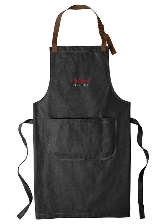 Market District Embroidered Black Denim Apron