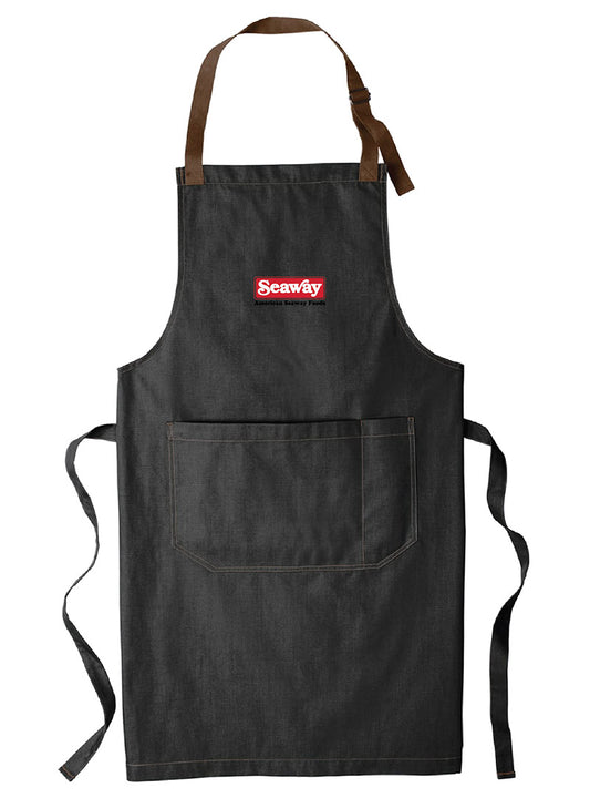 Seaway Embroidered Black Denim Apron