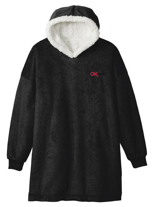 OK Grocery Embroidered Black Wearable Blanket