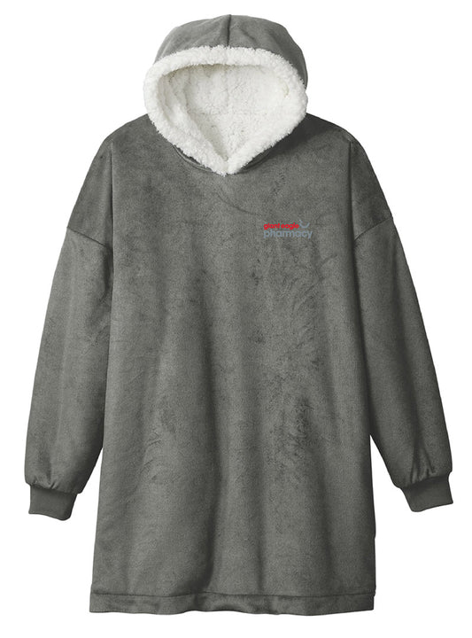 Pharmacy Embroidered Grey Wearable Blanket