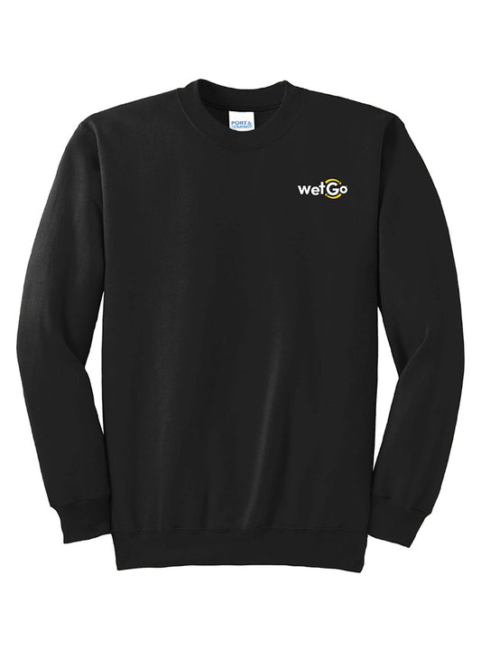 Embroidered WetGo Black Crewneck