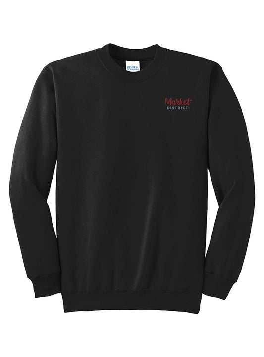 Embroidered Market District Black Crewneck