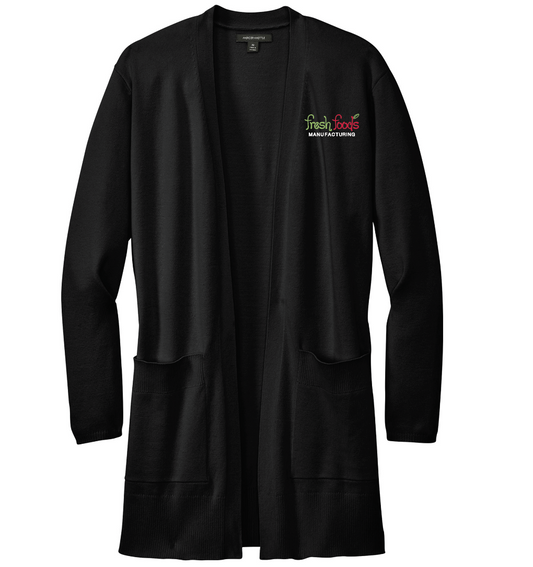 Fresh Foods Embroidered Deep Black Cardigan