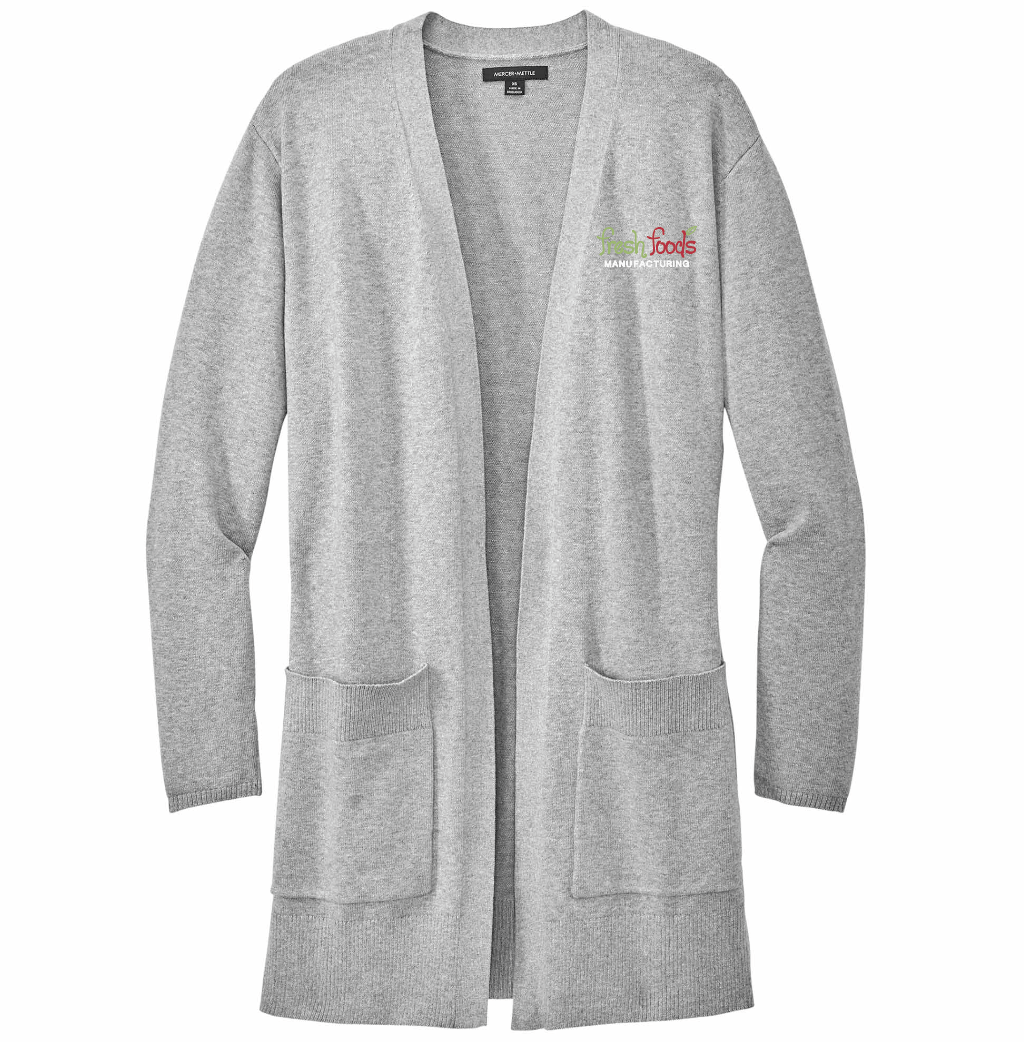 Fresh Foods Embroidered Grey Heather Cardigan