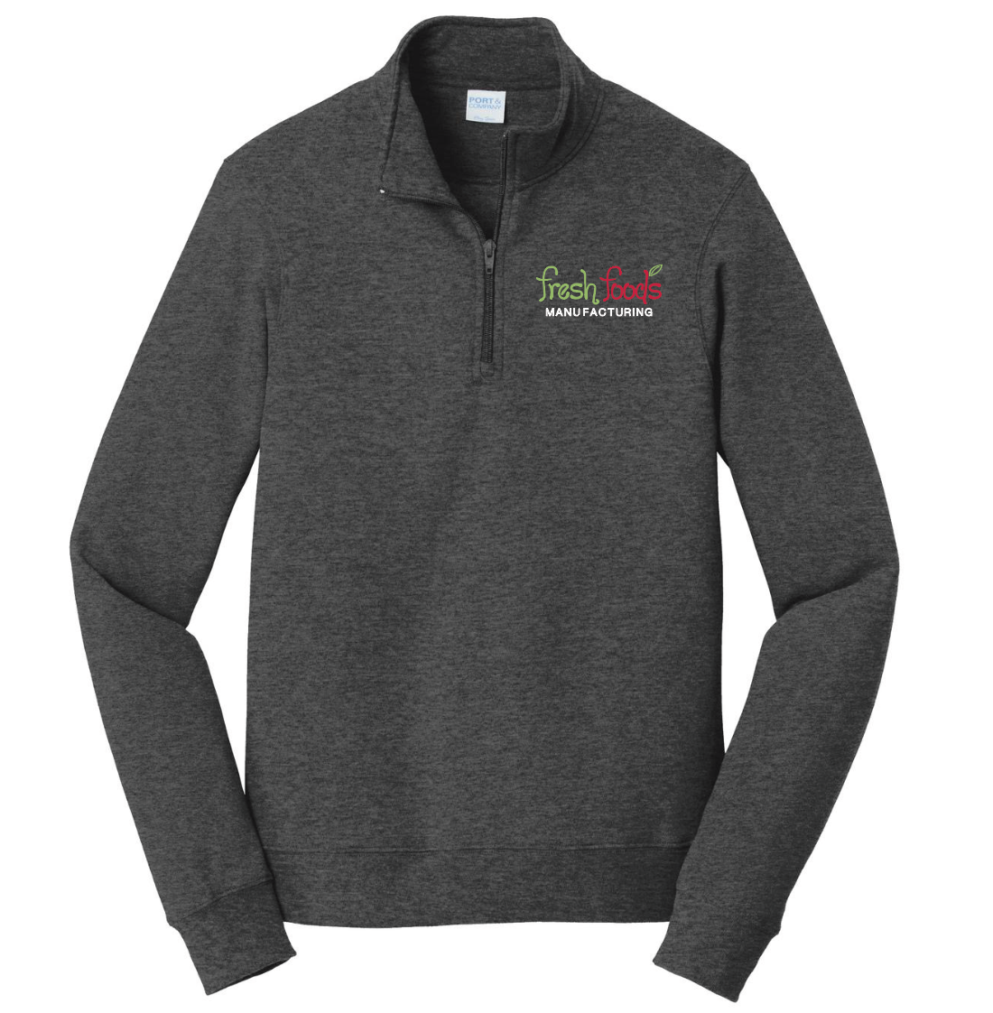 Fresh Foods Embroidered Dark Grey Heather Quarter Zip