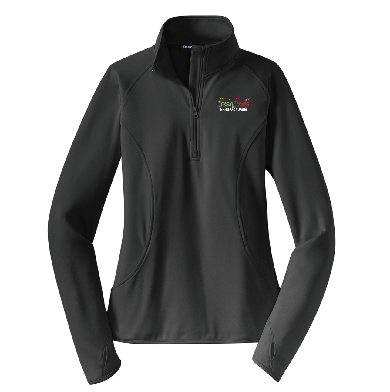 Fresh Foods Embroidered Charcoal Grey Heather Women's Quarter Zip