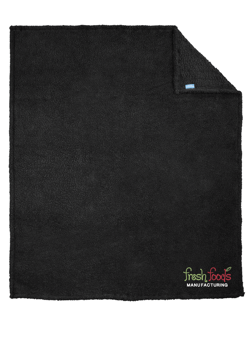 Fresh Foods Embroidered Black Blanket