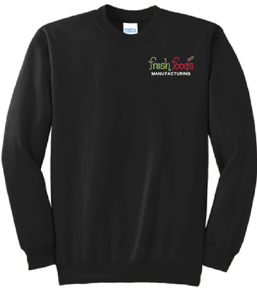 Embroidered Fresh Foods Black Crewneck