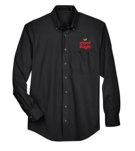 Giant Eagle Embroidered Black Button Down